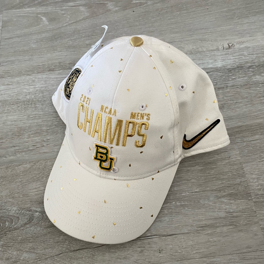 White Nike Baylor Bears 2021 NCAA Men’s Basketball Championship Cap Hat Gold NEW